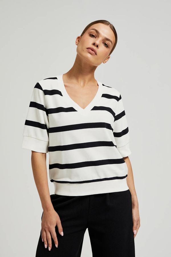 Moodo Women's blouse Moodo striped - black and white