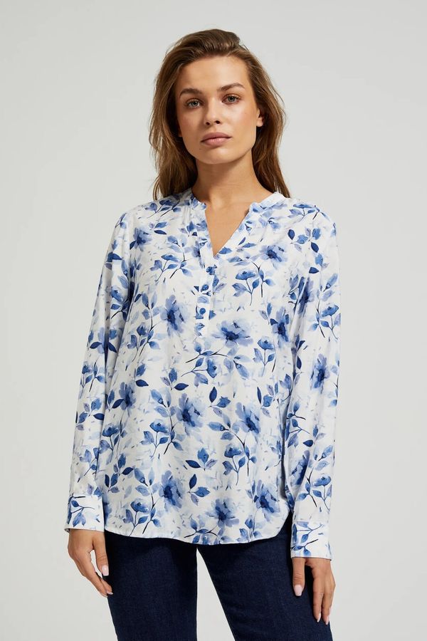 Moodo Women's blouse Moodo with floral print - white-blue