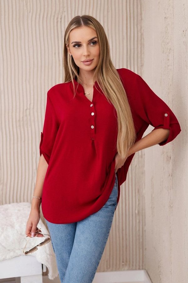 Kesi Women's blouse with a longer back - burgundy