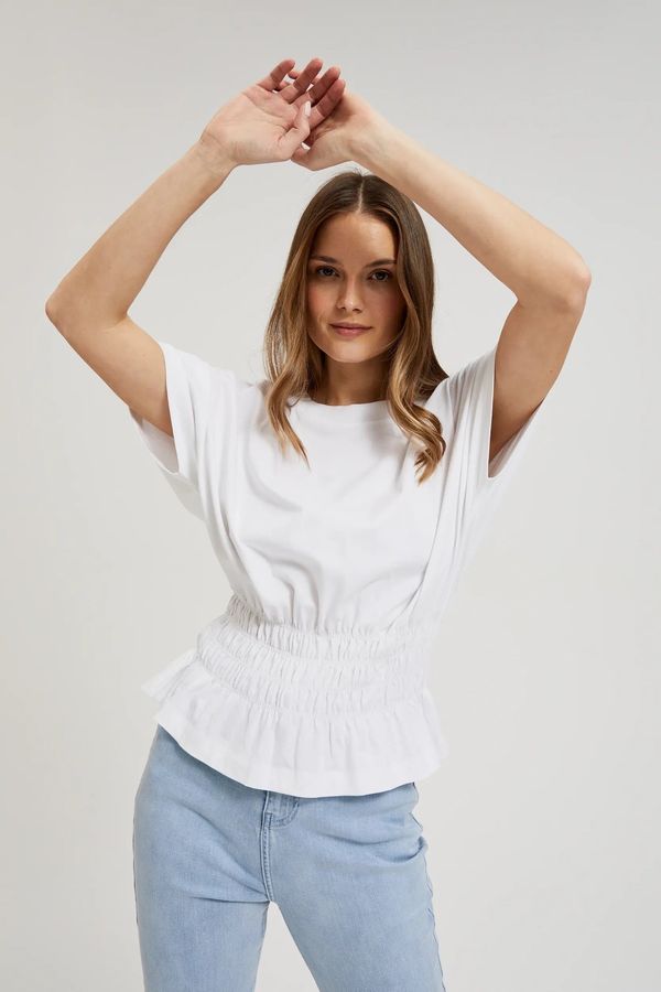 Moodo Women's blouse with elastic waistband MOODO - white