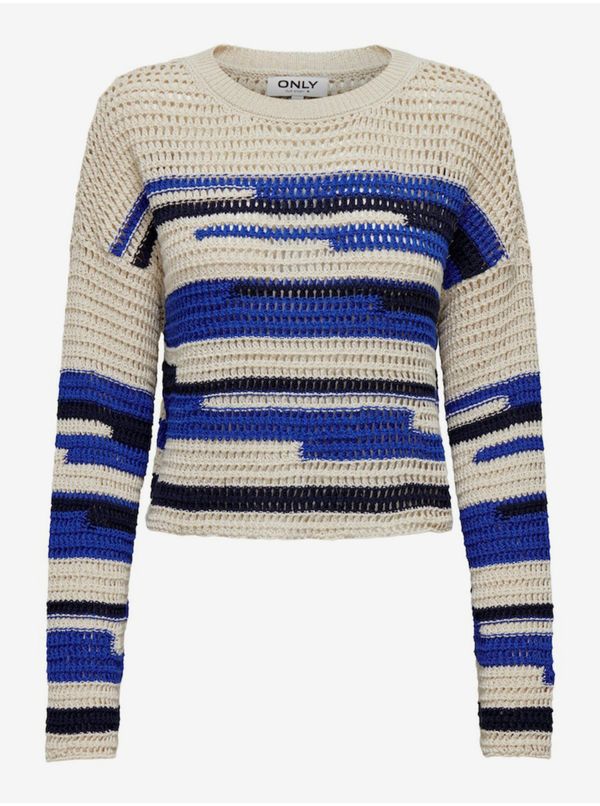 Only Women's blue and cream sweater ONLY Bessie - Women
