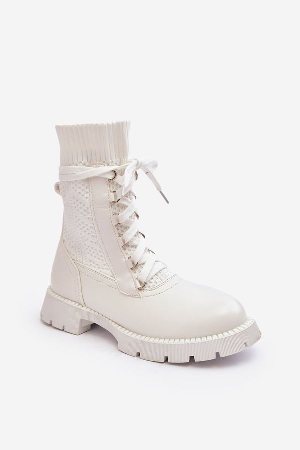 Kesi Women's boots with lace-up sock white Gentiana