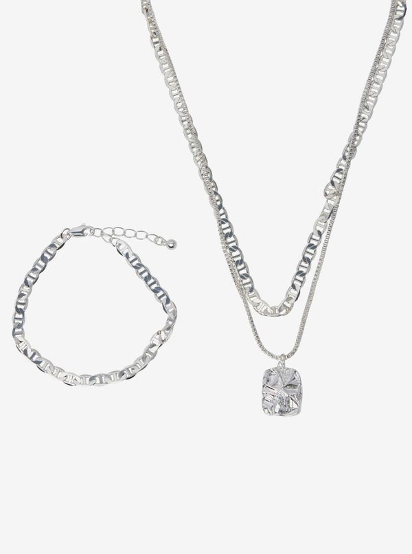Pieces Women's Bracelet and Necklace Set in Silver Color Pieces Myrsa - Women