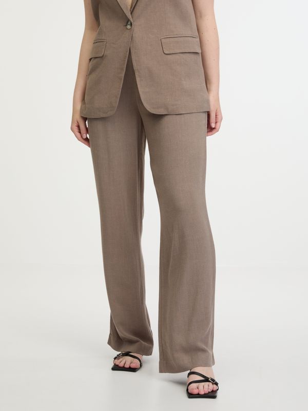 Only Women's brown trousers with linen blend ONLY Agnes