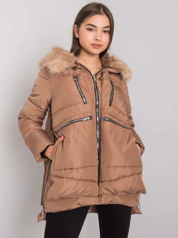 Fashionhunters Women's camel winter jacket with hood