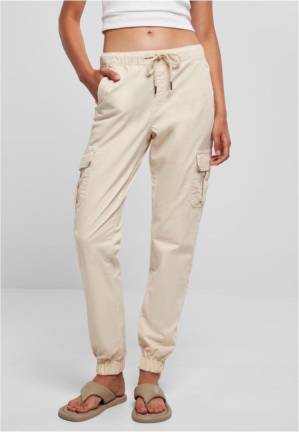 Urban Classics Women's Cargo Jogging Pants with High Waist whitesand