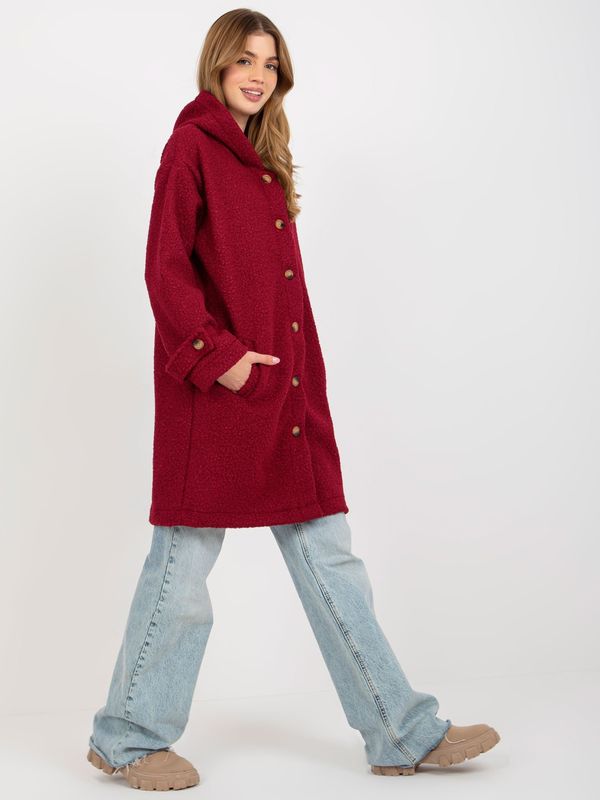 Fashionhunters Women's chestnut plush coat with hood