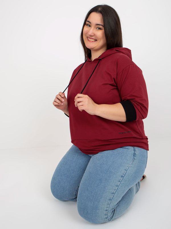 Fashionhunters Women's chestnut sweatshirt plus size with inscription