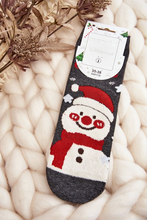 Kesi Women's Christmas Socks with Snowman Grey