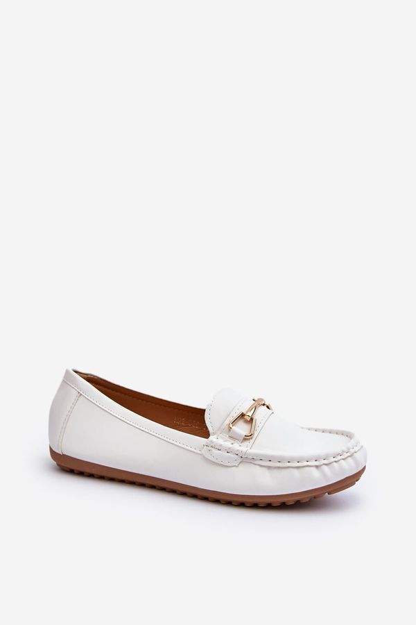 Kesi Women's Classic Loafers with Embellishment, White Ainslee
