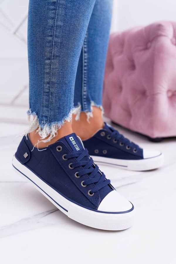 BIG STAR SHOES Women's Classic Low Sneakers Big Star Navy Blue