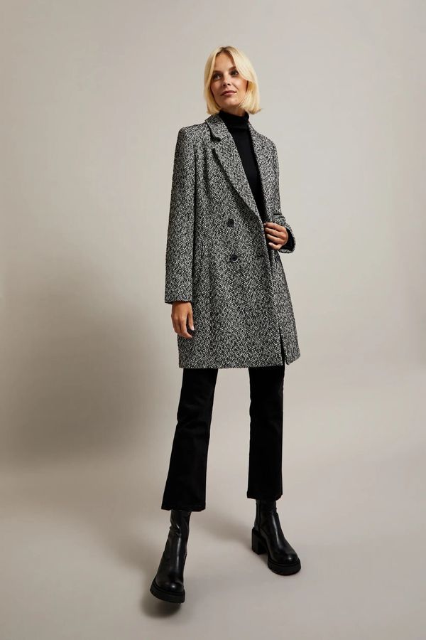 Moodo Women's coat herringbone pattern MOODO - black