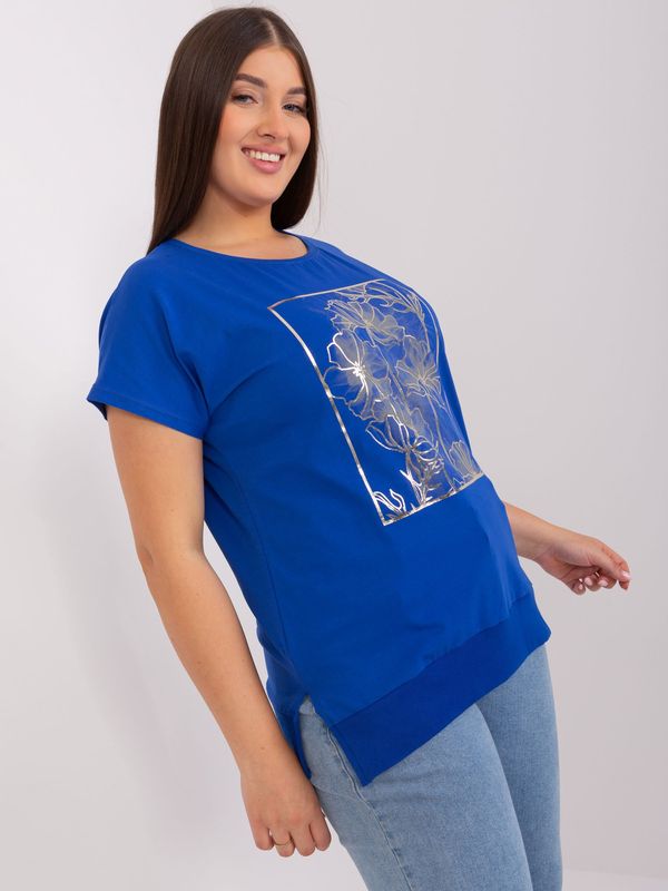 Fashionhunters Women's cobalt blue blouse with large print
