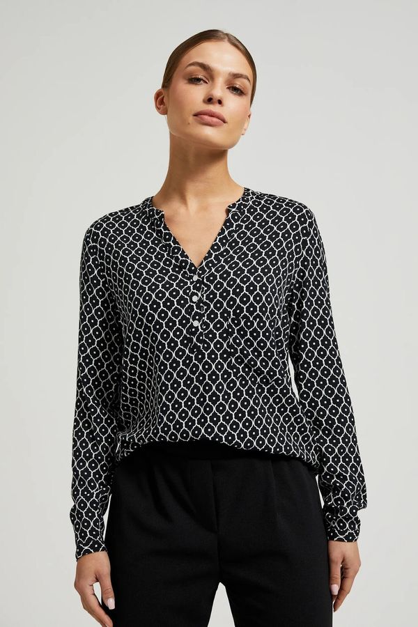 Moodo Women's collarless shirt MOODO - black