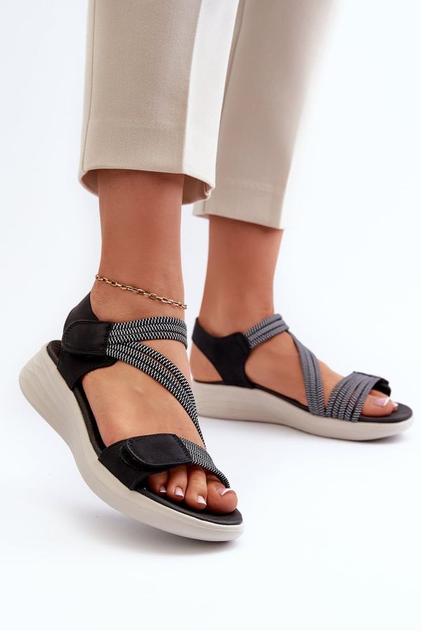 Kesi Women's comfortable Velcro sandals black Eladora