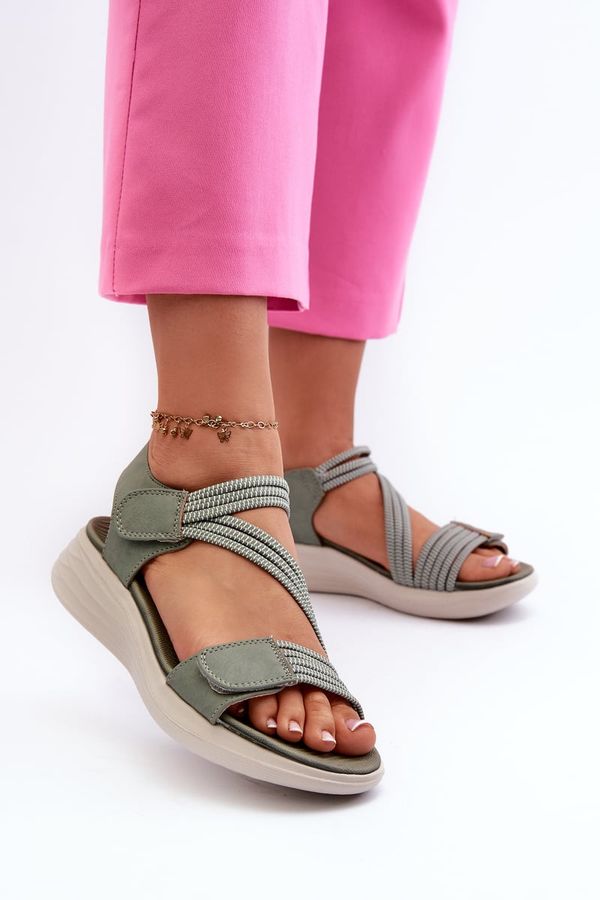 Kesi Women's comfortable Velcro sandals green Eladora