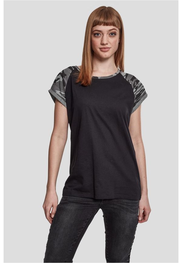 Urban Classics Women's contrasting raglan t-shirt black/dark camo