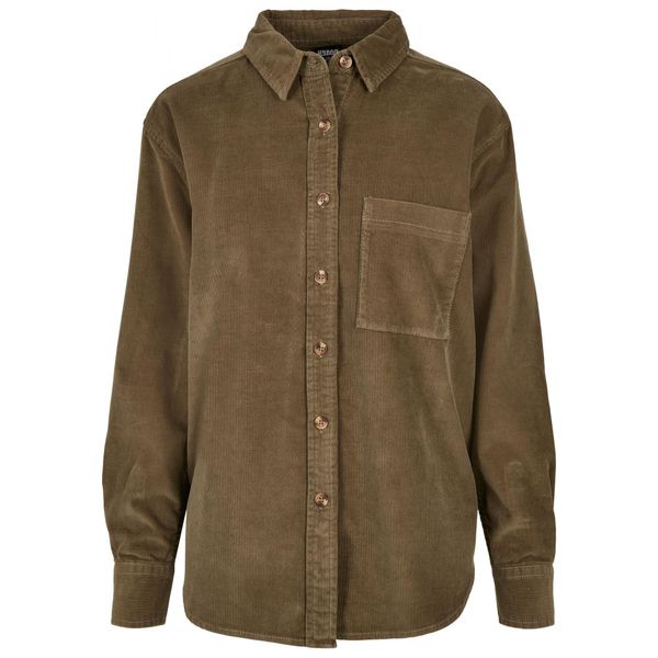 Urban Classics Women's corduroy oversized shirt olive