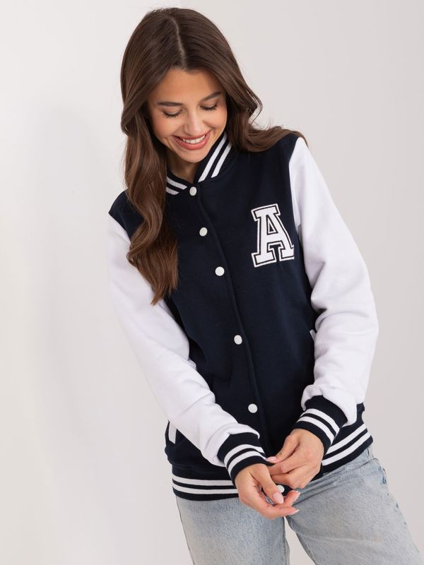 Fashionhunters Women's Cotton Baseball Sweatshirt in Navy Blue