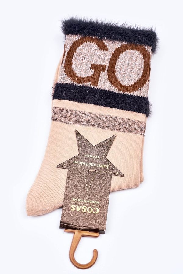 Kesi Women's cotton socks GO-GO WITH FUR COSAS beige