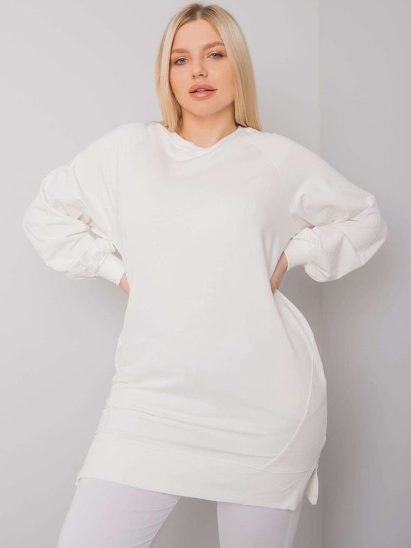 Fashionhunters Women's cotton sweatshirt Ecru plus size