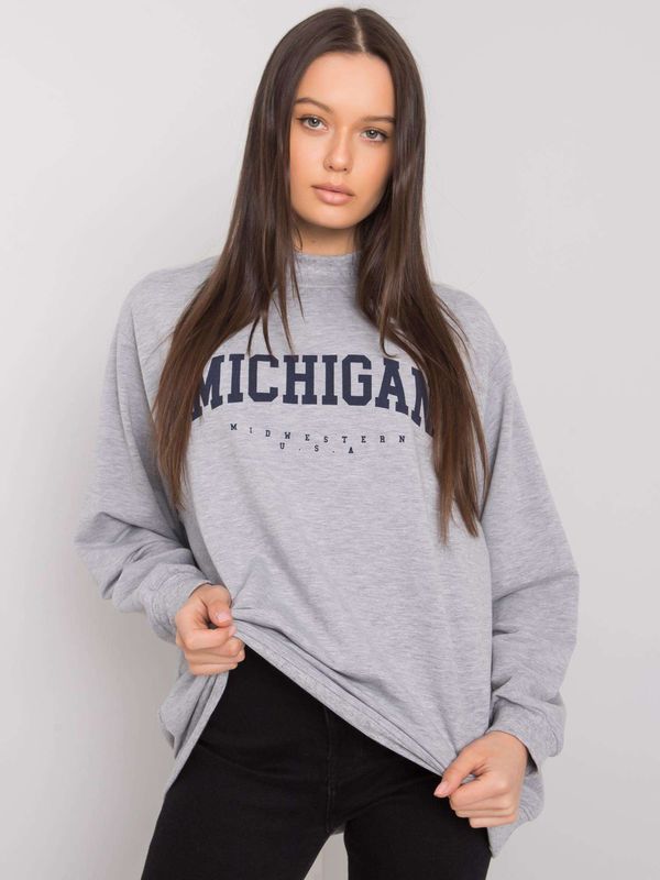 Fashionhunters Women's cotton sweatshirt RUE PARIS Grey