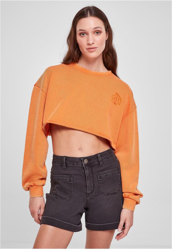 UC Ladies Women's Cropped Floral Embroidery Terry Crewneck vintageorange