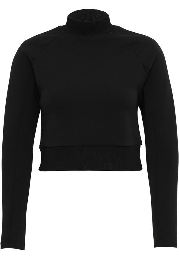 Urban Classics Women's cropped hoodie without hood with stand-up collar black