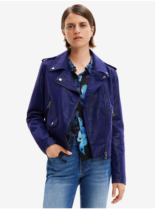 DESIGUAL Women's Dark Blue Faux Leather Jacket Desigual Harry - Women