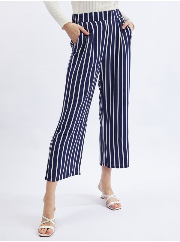 Orsay Women's dark blue striped culottes pants ORSAY