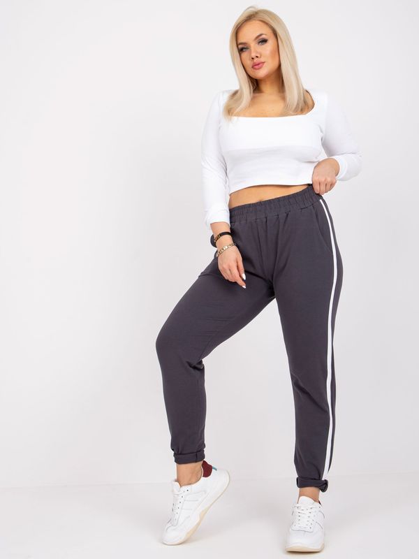 Fashionhunters Women's dark blue sweatpants Kairi plus size