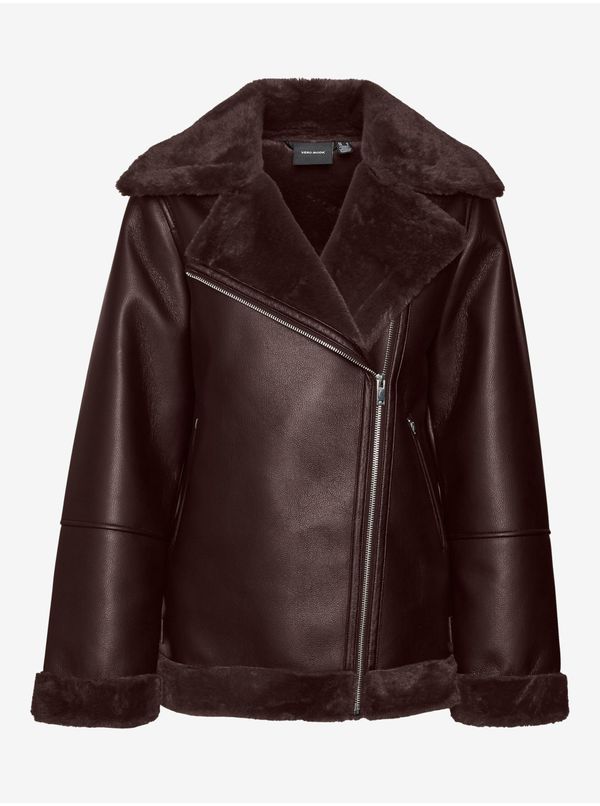 Vero Moda Women's Dark Brown Faux Leather Jacket VERO MODA Emmy - Women