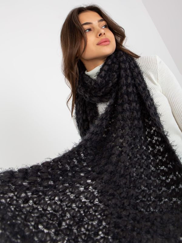 Fashionhunters Women's dark gray and black winter scarf