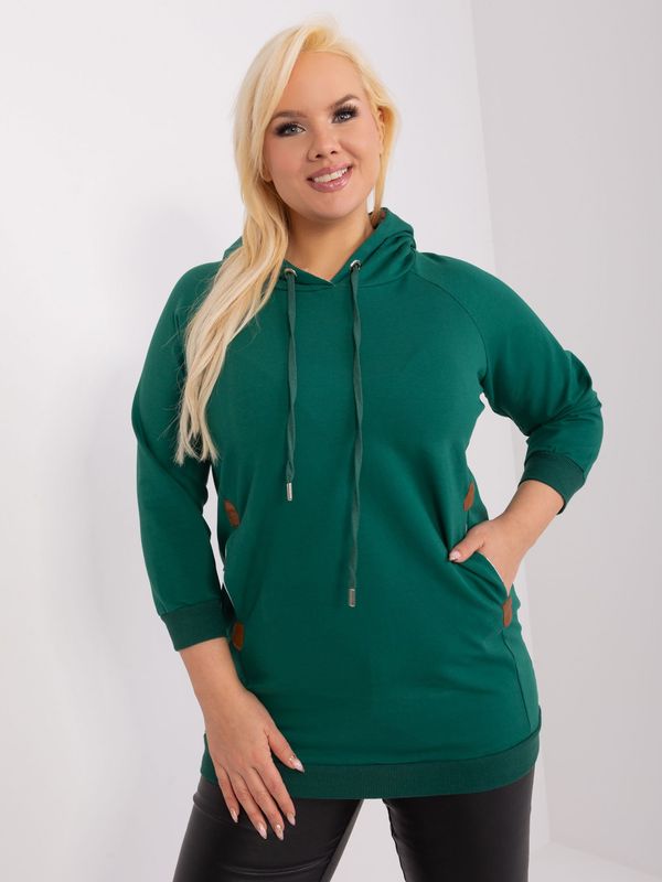 Fashionhunters Women's dark green cotton sweatshirt plus size