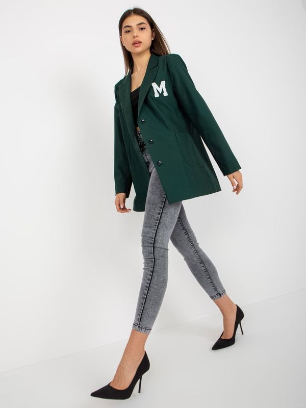 Fashionhunters Women's dark green jacket with pockets