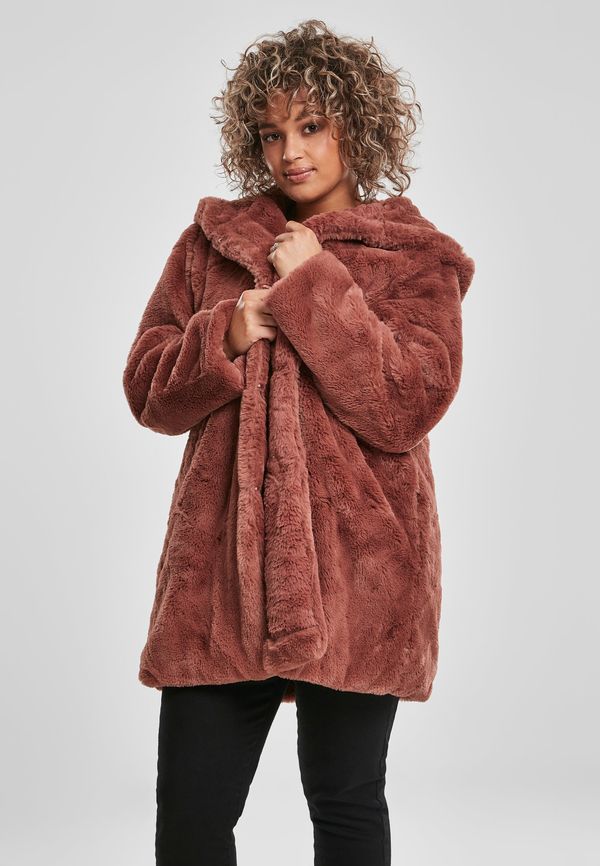 Urban Classics Women's Dark Plush Coat with Hood