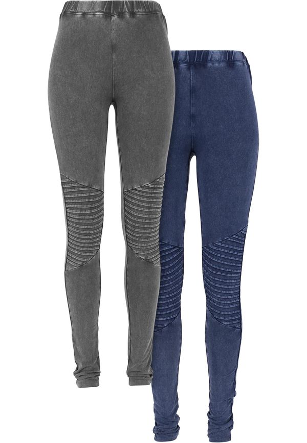 Urban Classics Women's Denim Jersey Leggings 2-Pack Dark Grey + Blue