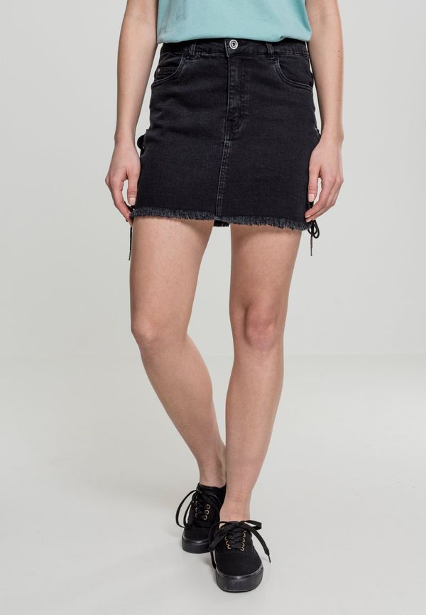 UC Ladies Women's denim lace-up skirt black washed