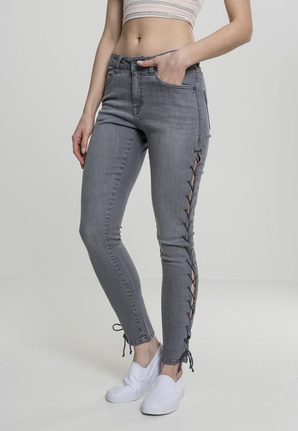UC Ladies Women's denim pants Lace Up Skinny - grey