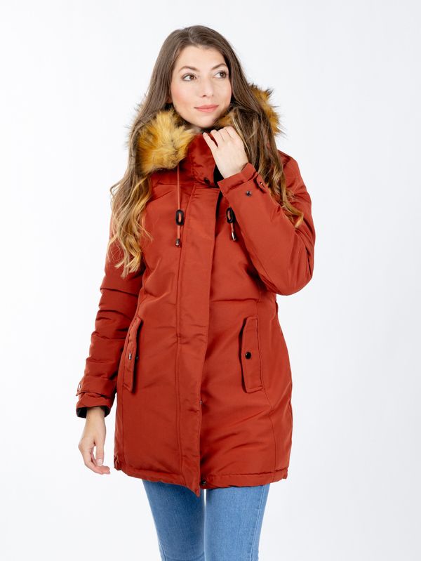 Glano Women's double-sided winter parka GLANO - brick/black