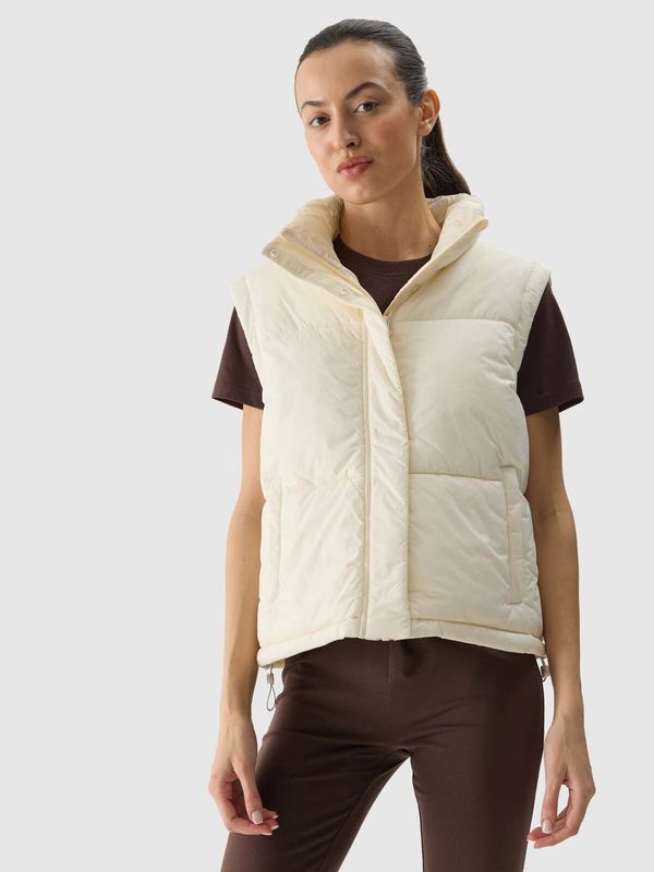 4F Women's down vest with 4F synthetic down filling - beige