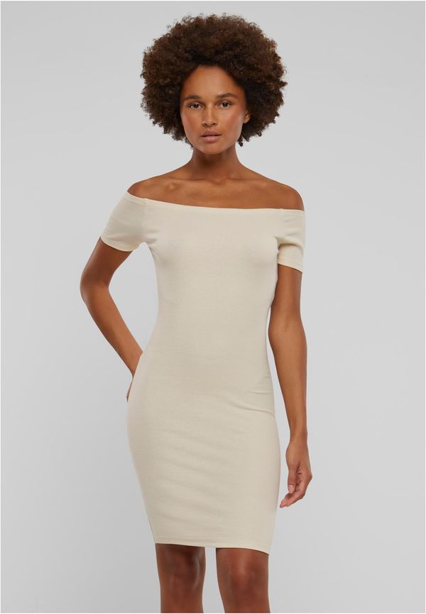 Urban Classics Women's Dress Off Shoulder Rib Cream