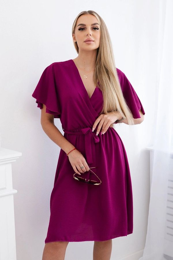 Kesi Women's dress with a plunging neckline - plum