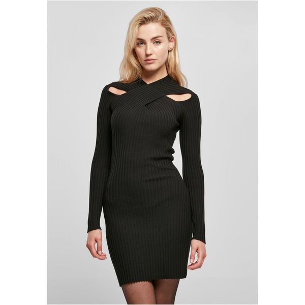 Urban Classics Women's dress with crossed rib knit black