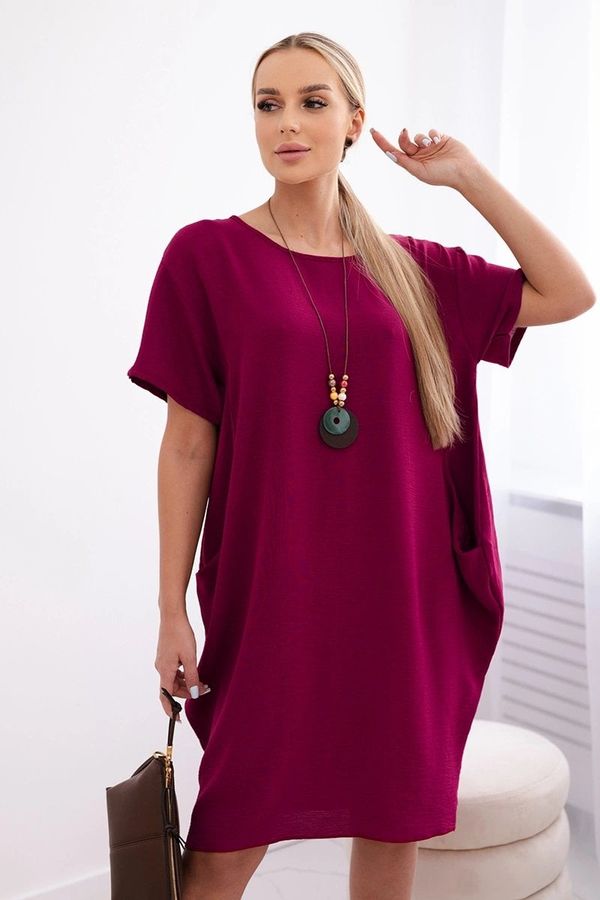 Kesi Women's dress with pockets and pendant - plum