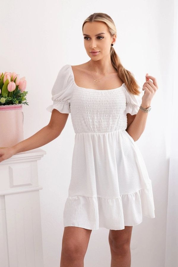 Kesi Women's dress with ruffles and pleats - white