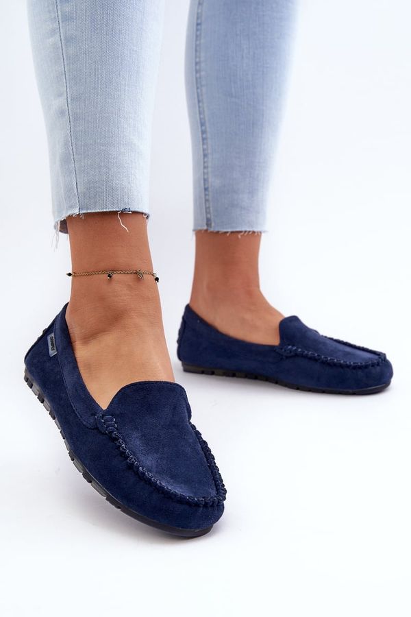Kesi Women's eco suede loafers, dark blue Amrutia
