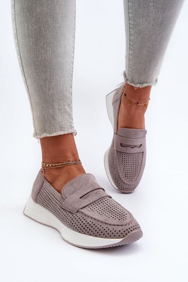 Kesi Women's eco suede loafers on the platform Grey Inesqua