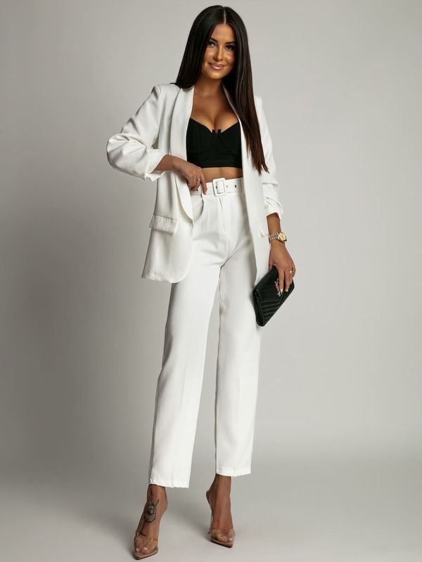FASARDI Women's elegant set jacket + trousers - white