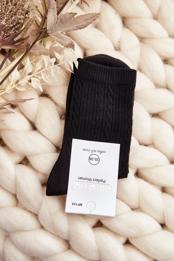 Kesi Women's embossed cotton socks black
